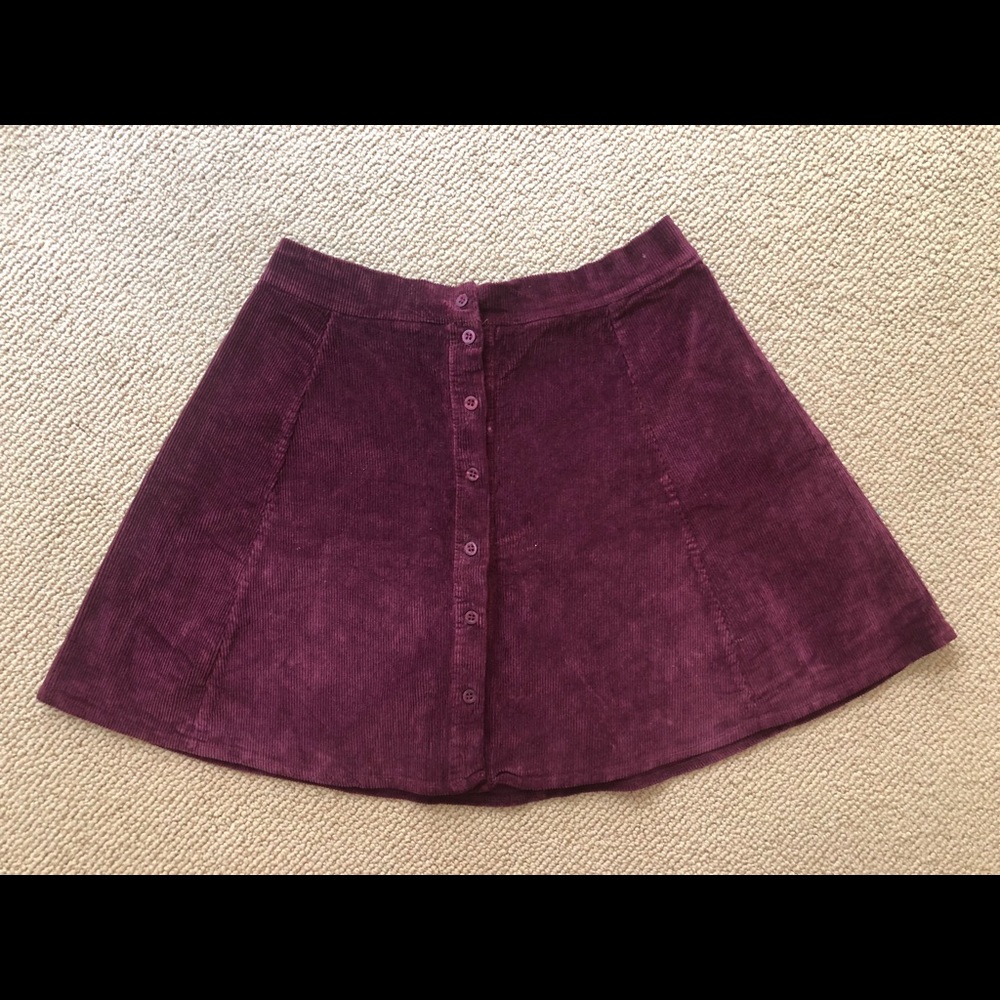 Brandy Melville Maroon Corduroy Skater Skirt